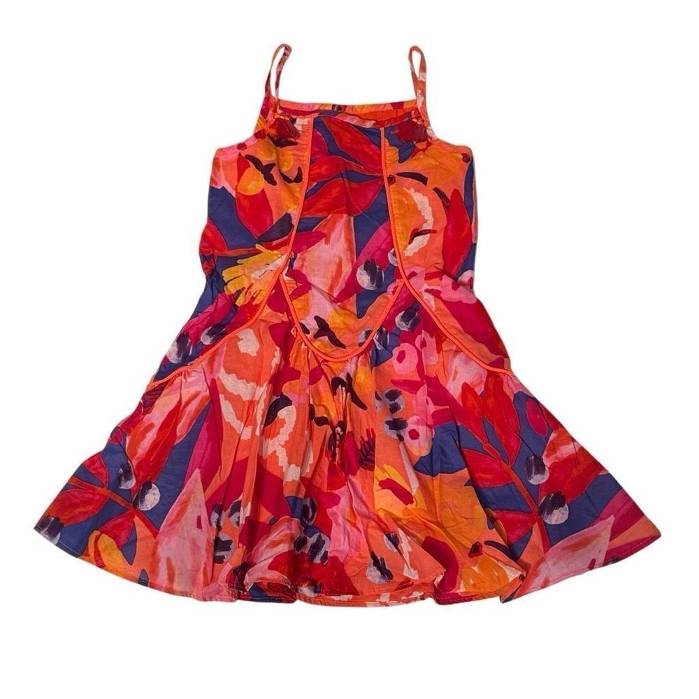 Catimini Girls Floral Dress Fit & Flare Sleeveless Tassel Trim Size 6